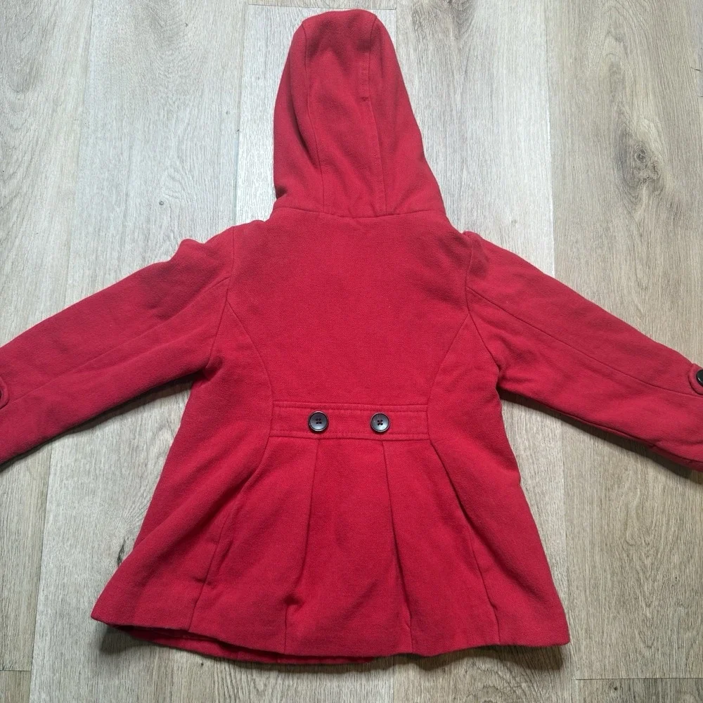 Old Navy Red Toddler Pea Coat with hood‎ 5T